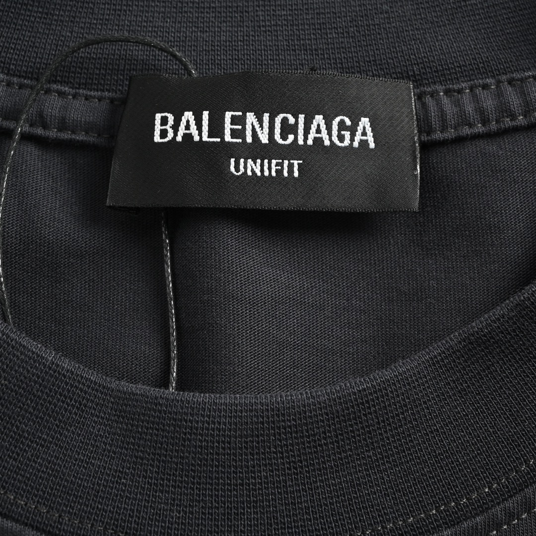 Balenciaga/巴黎世家 24SS前后绣花M短袖水洗黑 白色