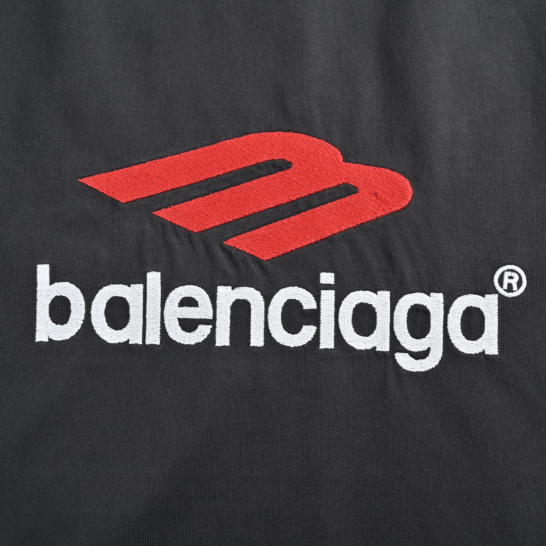 Balenciaga/巴黎世家 24SS前后绣花M短袖水洗黑 白色