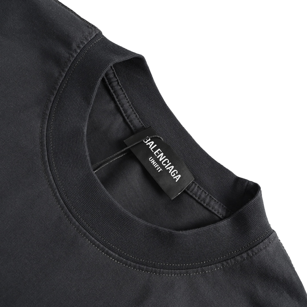 Balenciaga/巴黎世家 24SS前后绣花M短袖水洗黑 白色