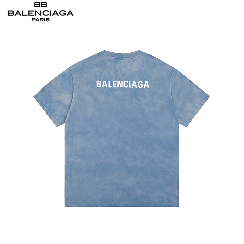 150 Balenciaga/巴黎世家 前后绣花扎染短袖 成衣染色