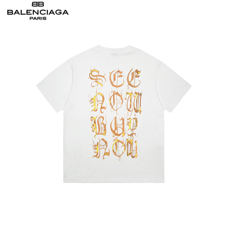 160 Balenciaga/巴黎世家 火焰梵文破洞短袖