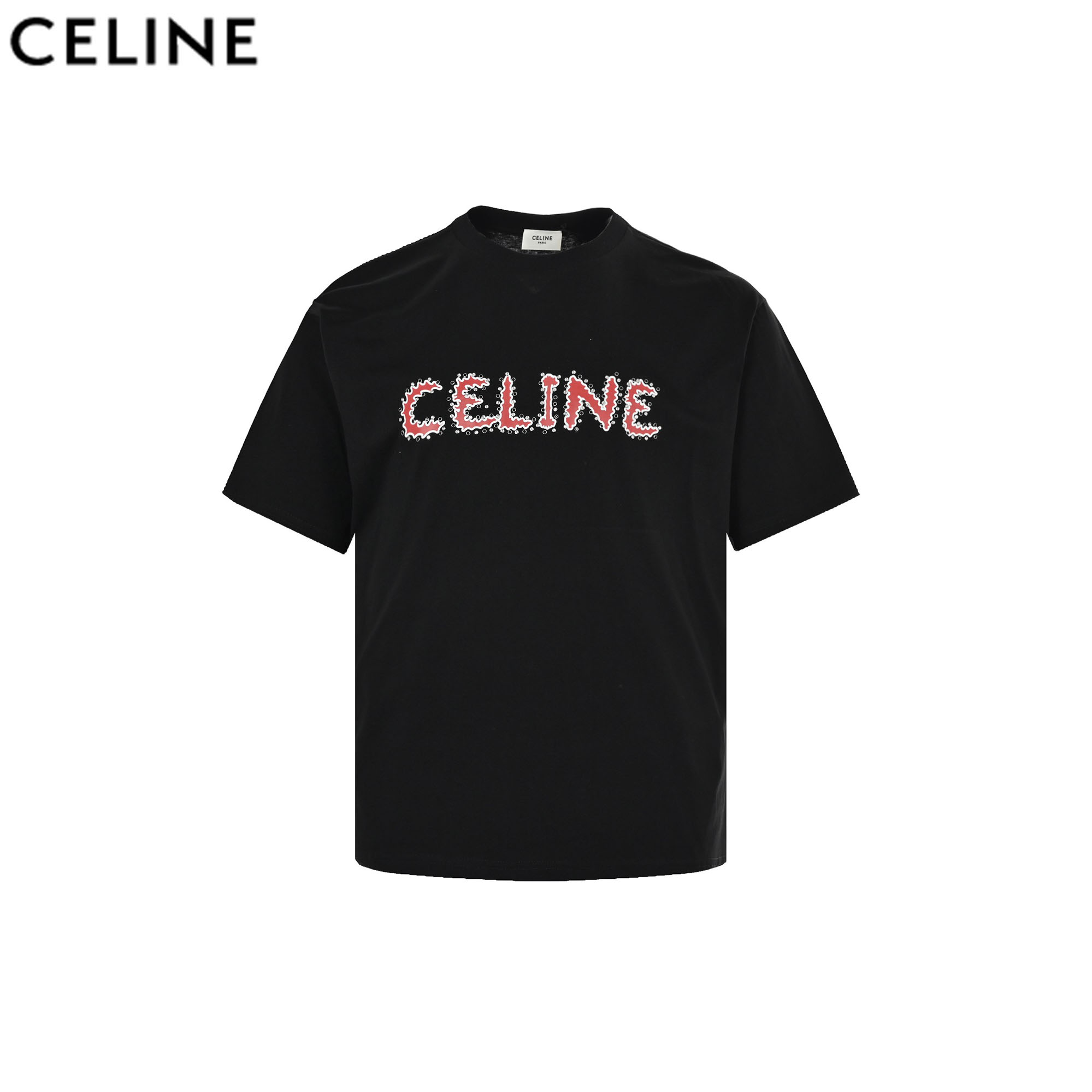 Celine/赛琳 火焰烫钻LOGO短袖 超高品质印花