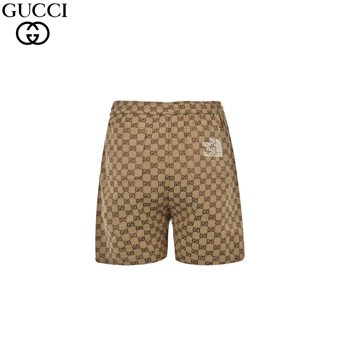 Gucci&北面 联名款 满印短裤 后贴袋刺绣