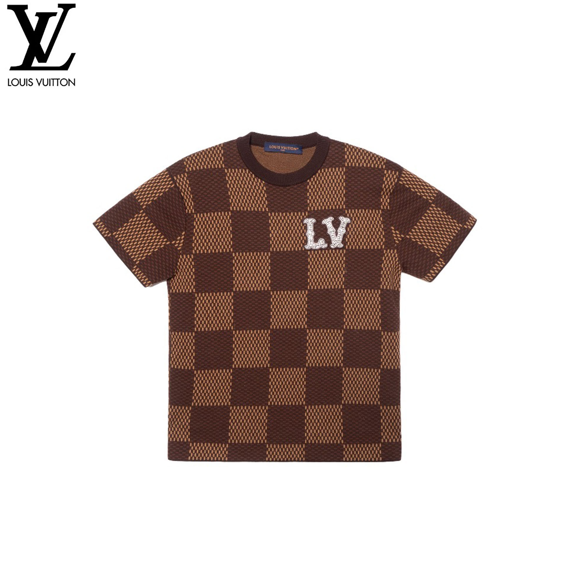 Louis Vuitton/路易威登&施华洛世奇水钻棋盘短袖