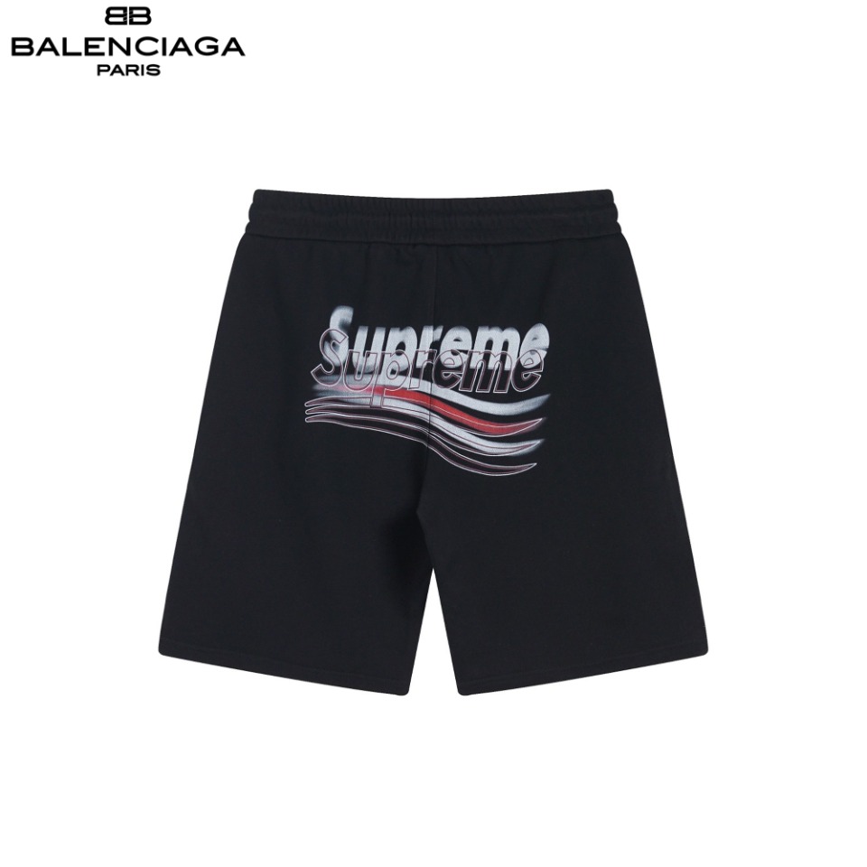 Balenciaga&Supreme 联名款可乐贴布短裤 辅料涂鸦联名短裤