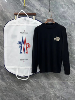 US Sale Moncler Clothing Sweatshirts Black Grey White Embroidery Unisex Women Wool Winter Collection