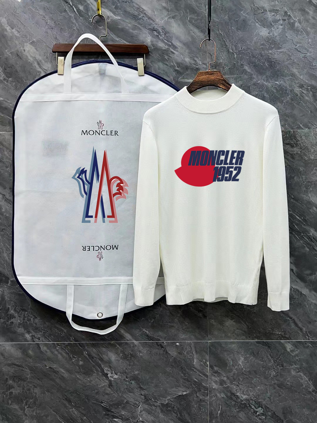 Moncler Clothing Sweatshirts Black White Embroidery Unisex Women Wool Winter Collection
