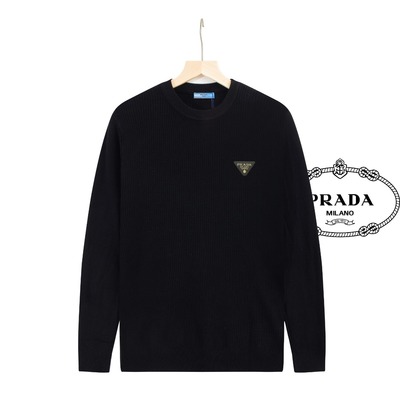 Prada Clothing Sweatshirts Black Brown Cotton Knitting Wool Casual