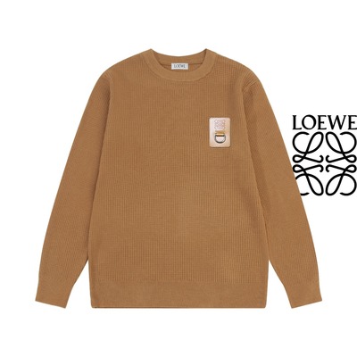 Loewe Clothing Sweatshirts Black Brown Cotton Knitting Wool Casual