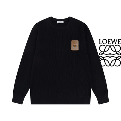 Loewe Clothing Sweatshirts Black Brown Cotton Knitting Wool Casual
