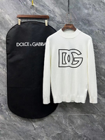 Dolce & Gabbana Wholesale
 Clothing Sweatshirts Black White Printing Unisex Women Wool Winter Collection