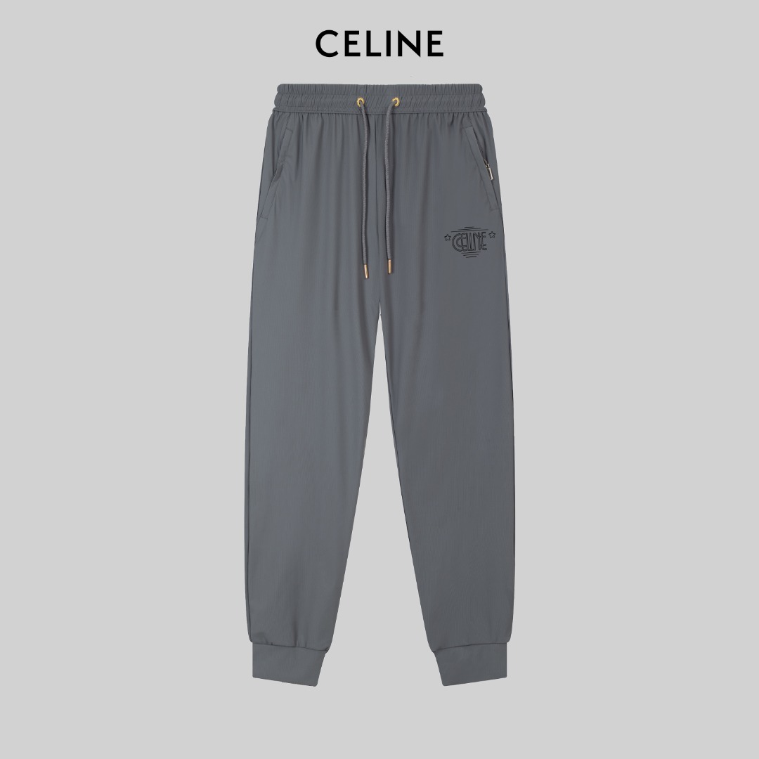 Celine Ropa Pantalones Negro Gris Universal para hombres y mujeres Colección primavera – verano Fashion Casual