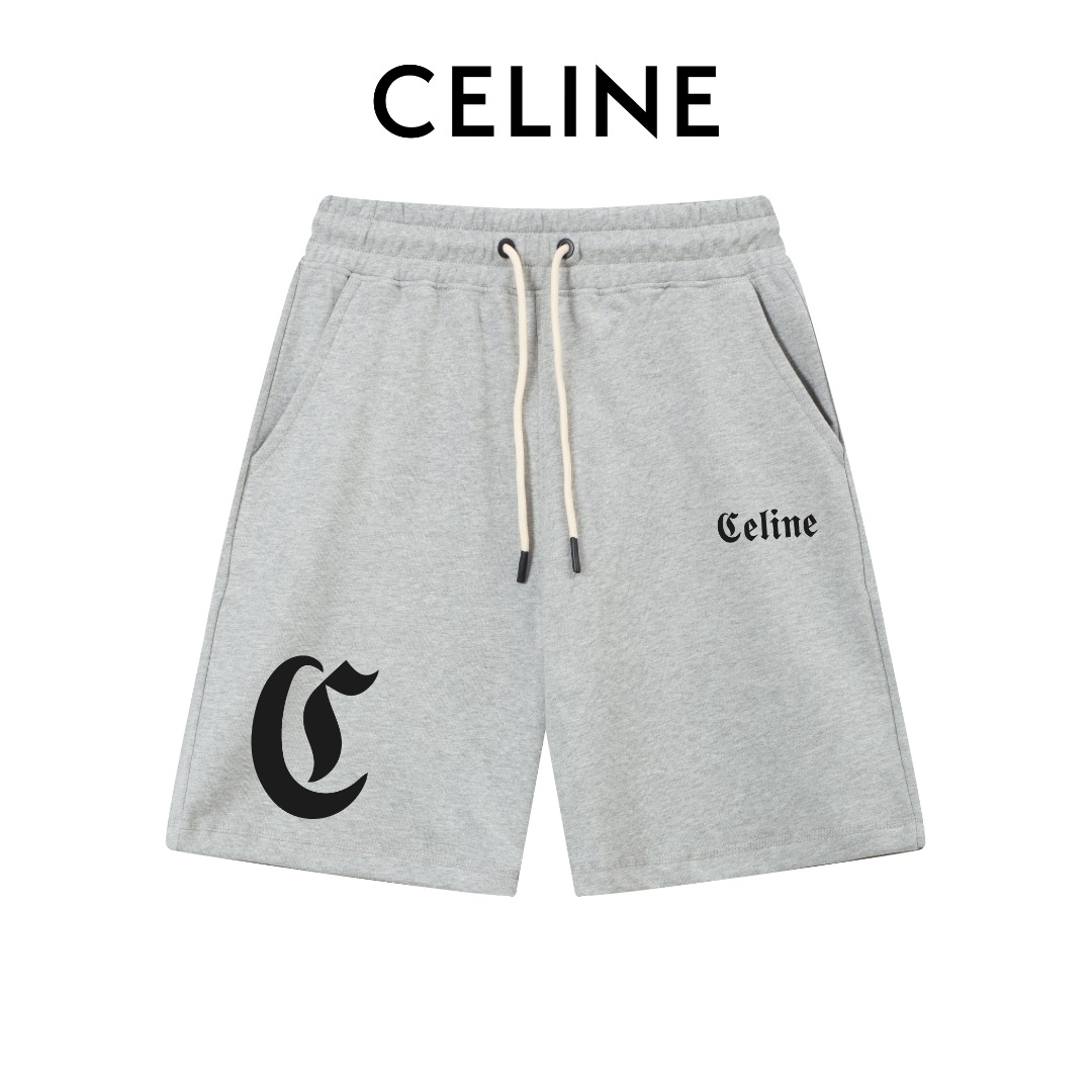 Celine Ropa Pantalones cortos Negro Gris Blanco Impresión Universal para hombres y mujeres