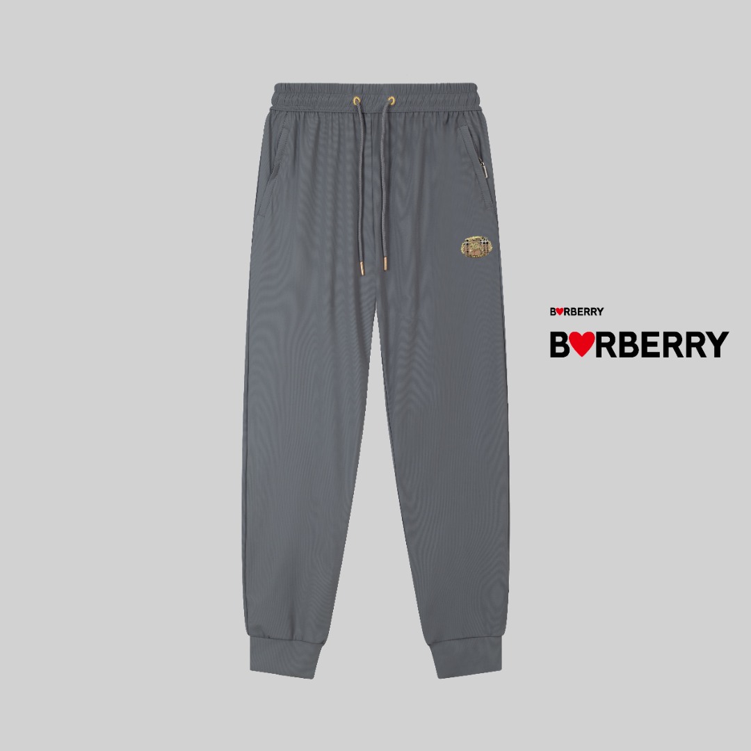 P125 BBR El nuevo estilo de primavera y verano de BBR Burberry, pantalones deportivos finos de seda hielo de dos colore…