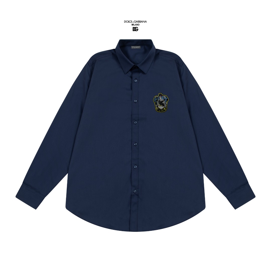 “Dolce & Gabbana Embroidered Logo Long-Sleeve Shirts in Various Sizes, High-Quality Bamboo Cotton” - 图片 3