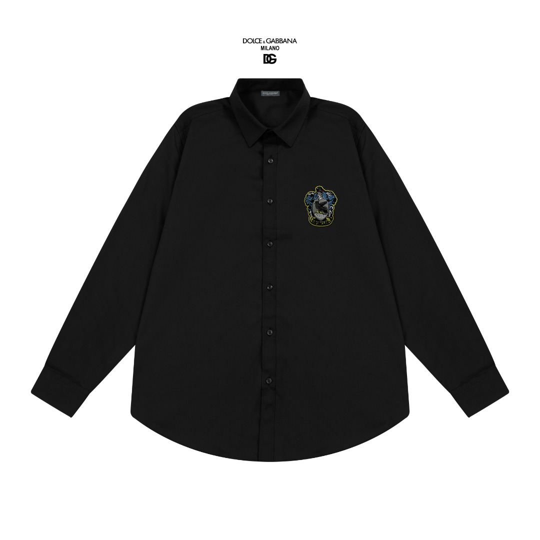 “Dolce & Gabbana Embroidered Logo Long-Sleeve Shirts in Various Sizes, High-Quality Bamboo Cotton” - 图片 2