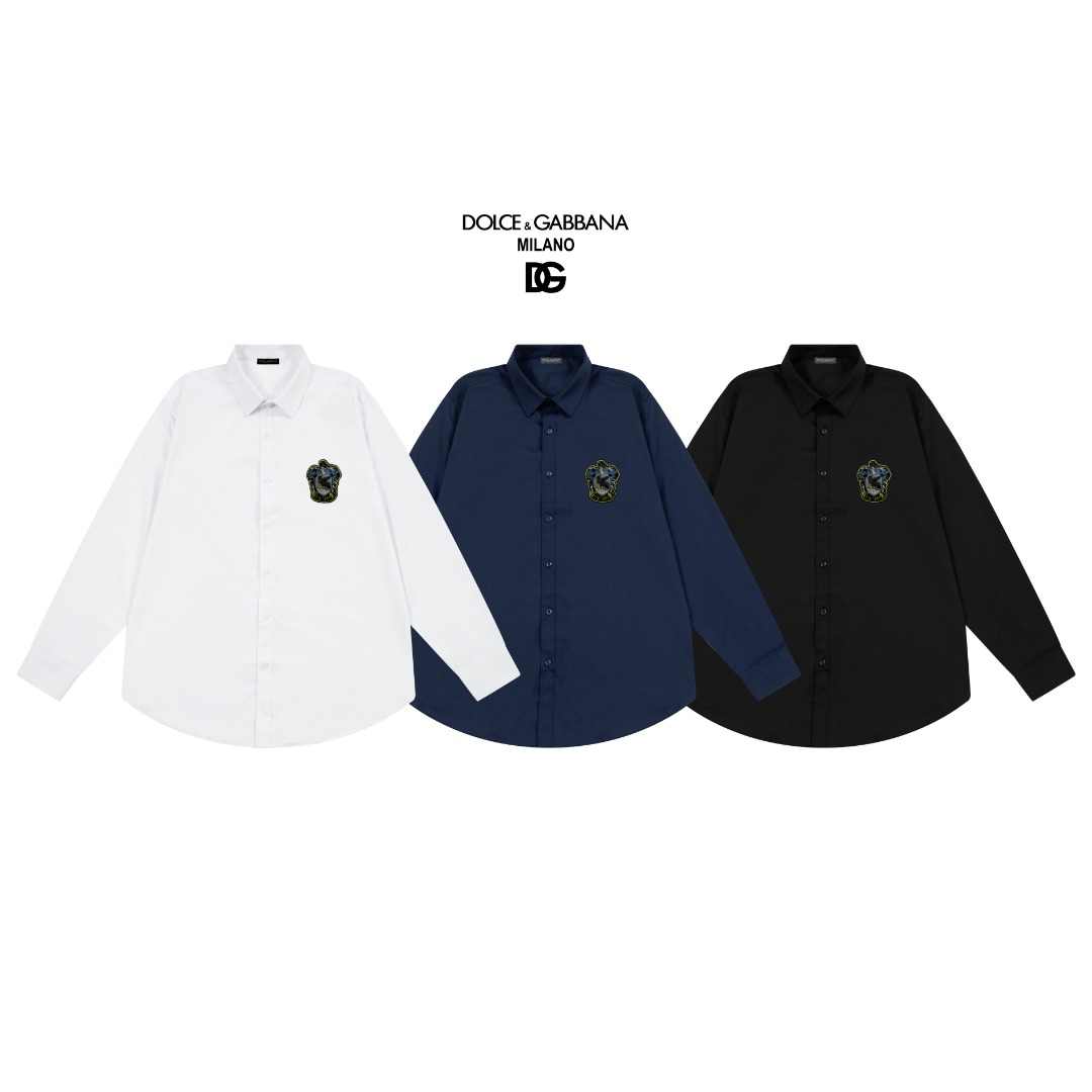 “Dolce & Gabbana Embroidered Logo Long-Sleeve Shirts in Various Sizes, High-Quality Bamboo Cotton” - 图片 5