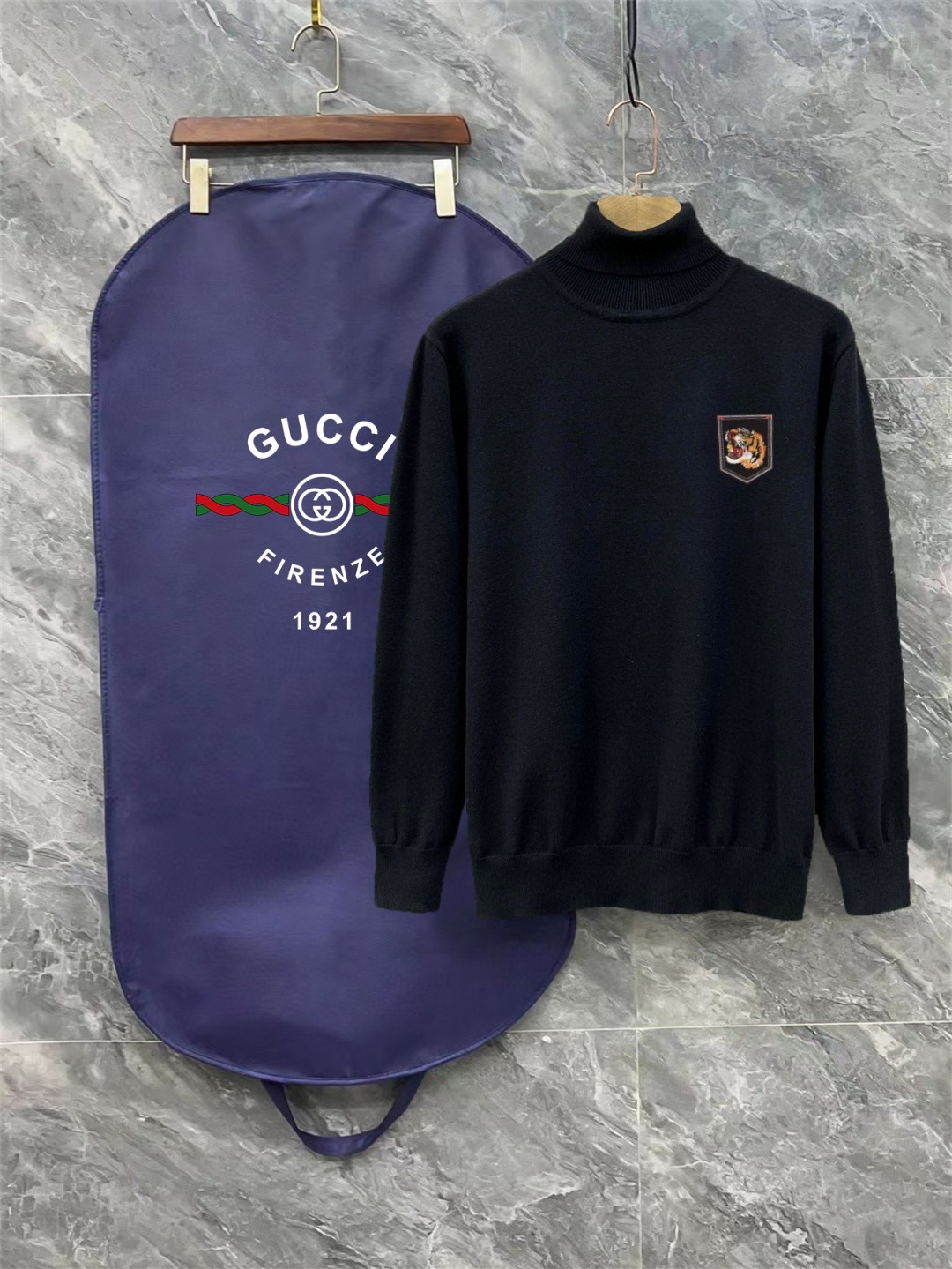 Gucci con 3 etiquetas completas, suéter de cuello alto, suéter de mezcla de lana de alta calidad, unisex, serie de lujo…
