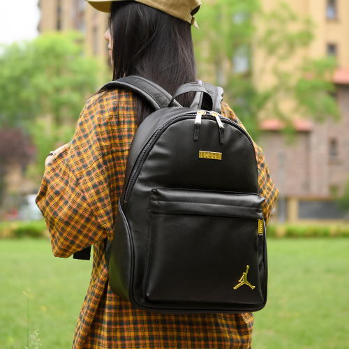 Stylish Air Jordan Black PU Leather Backpack - Unisex Design 1 Stylish Air Jordan Black PU Leather Backpack - Unisex Design