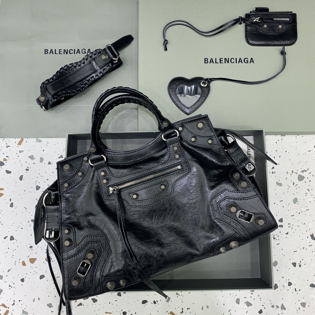 Balenciaga Tassen Schoudertas Groothandel designerwinkel
 Zwart Zilveren hardware Motorfiets