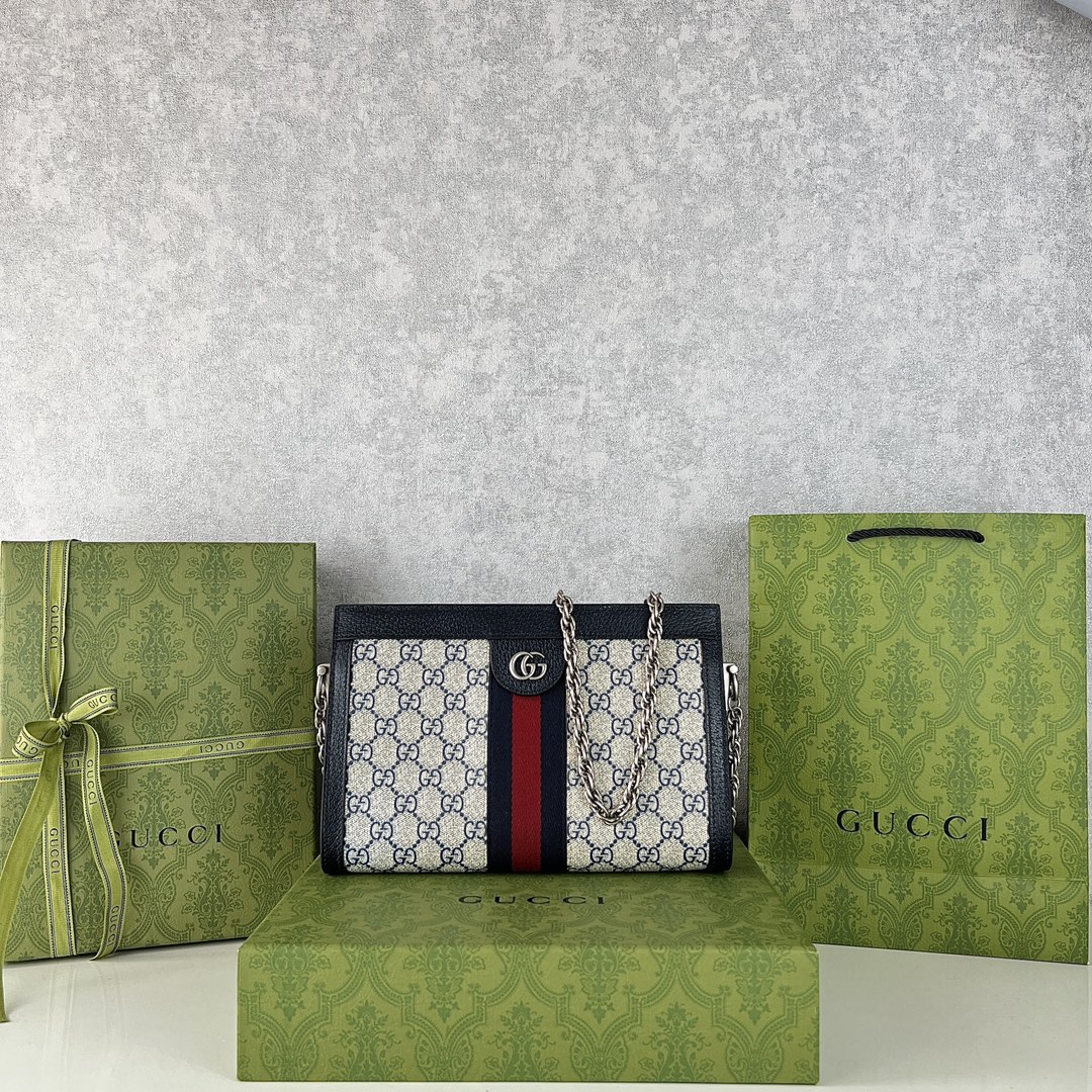 Gucci Ophidia Tassen Schoudertas Blauw Donkerblauw Groen PVC Envelop