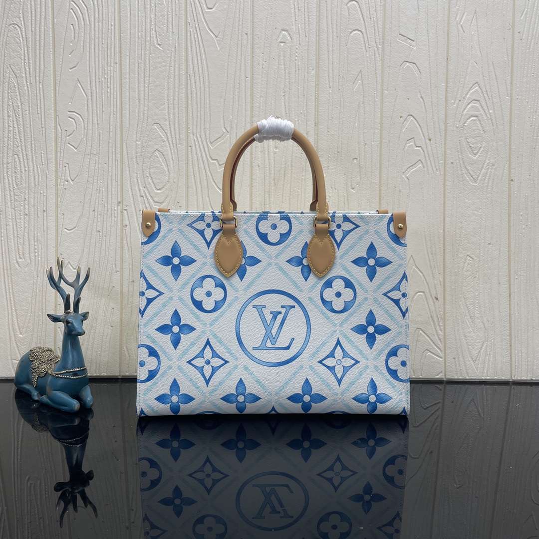 Louis Vuitton LV Onthego Tassen Tote Tas Afdrukken Canvas Koeienhuid M11262