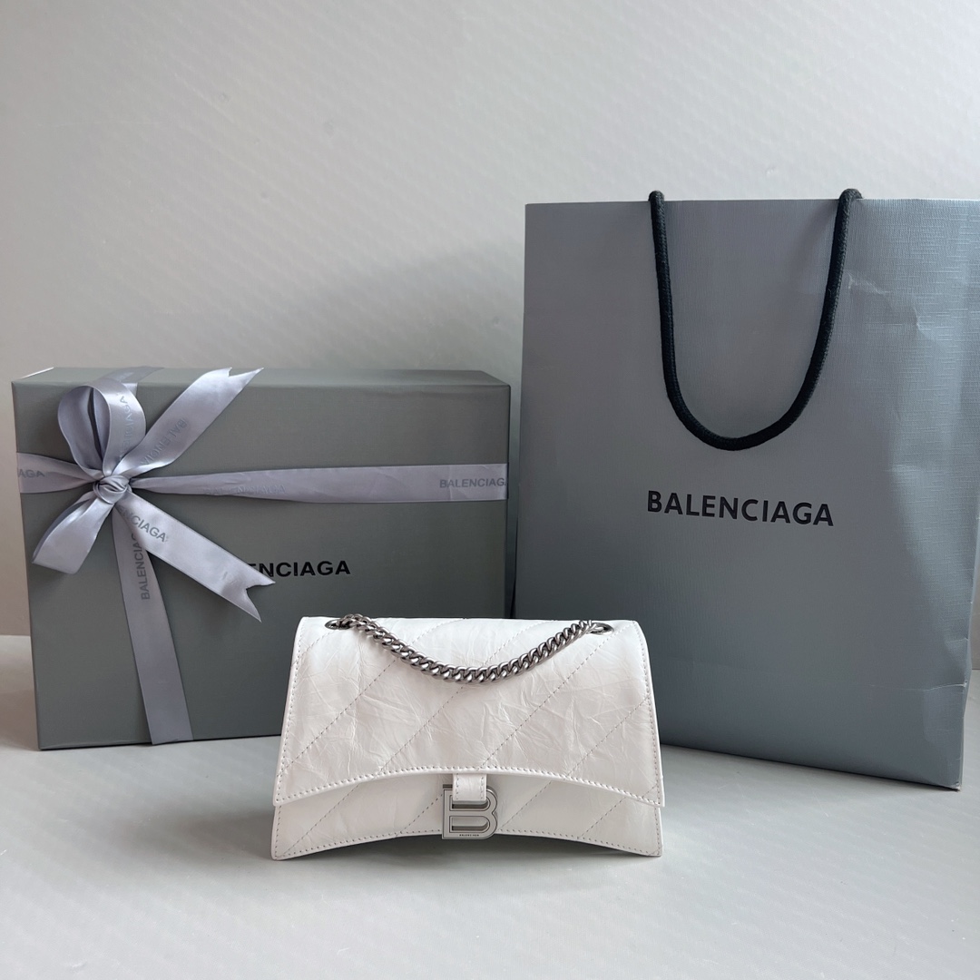 Balenciaga Tassen handtassen Schoudertas Wit Kalfsleer Koeienhuid Schapenvacht Kettingen