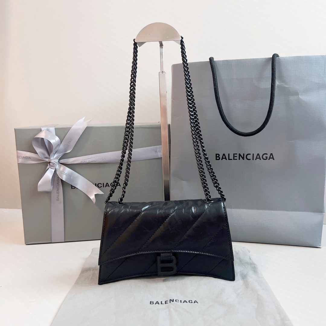 Balenciaga AAA+
 Tassen handtassen Schoudertas Zwart Kalfsleer Koeienhuid Schapenvacht Kettingen