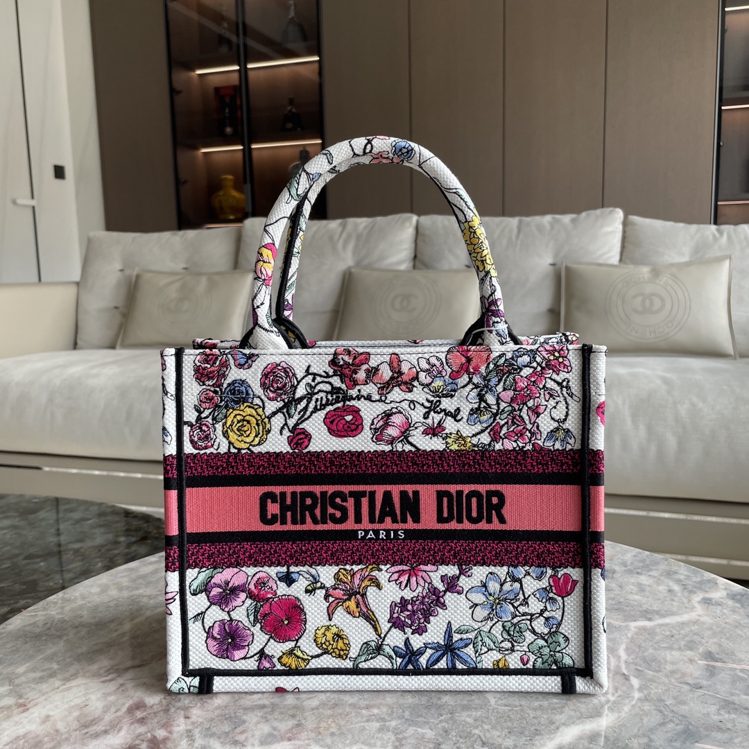 Dior Book Tote Tassen handtassen Tote Tas Wit Borduurwerk