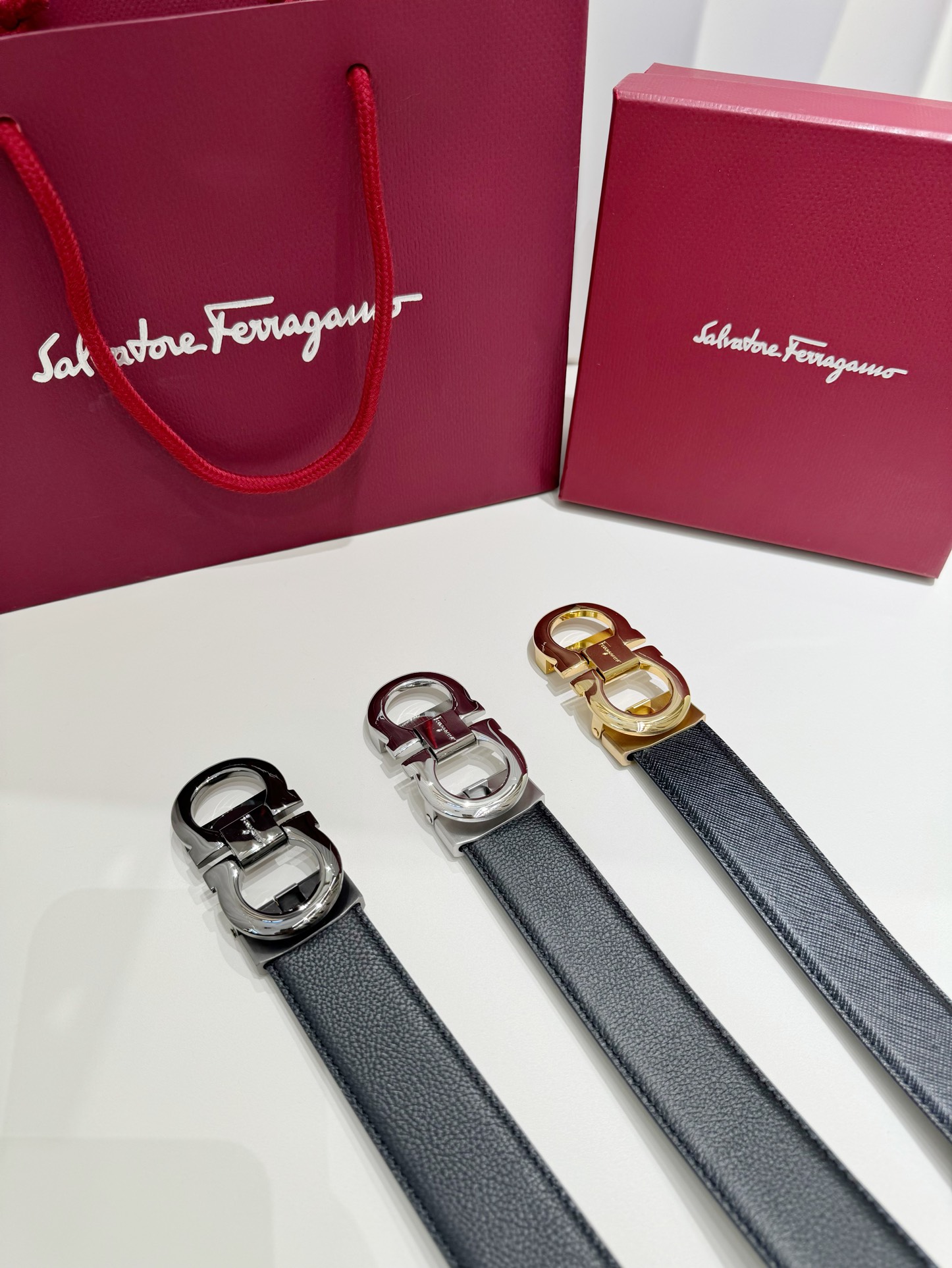 Ferragamo Riemen Mannen Kalfsleer Koeienhuid Fashion