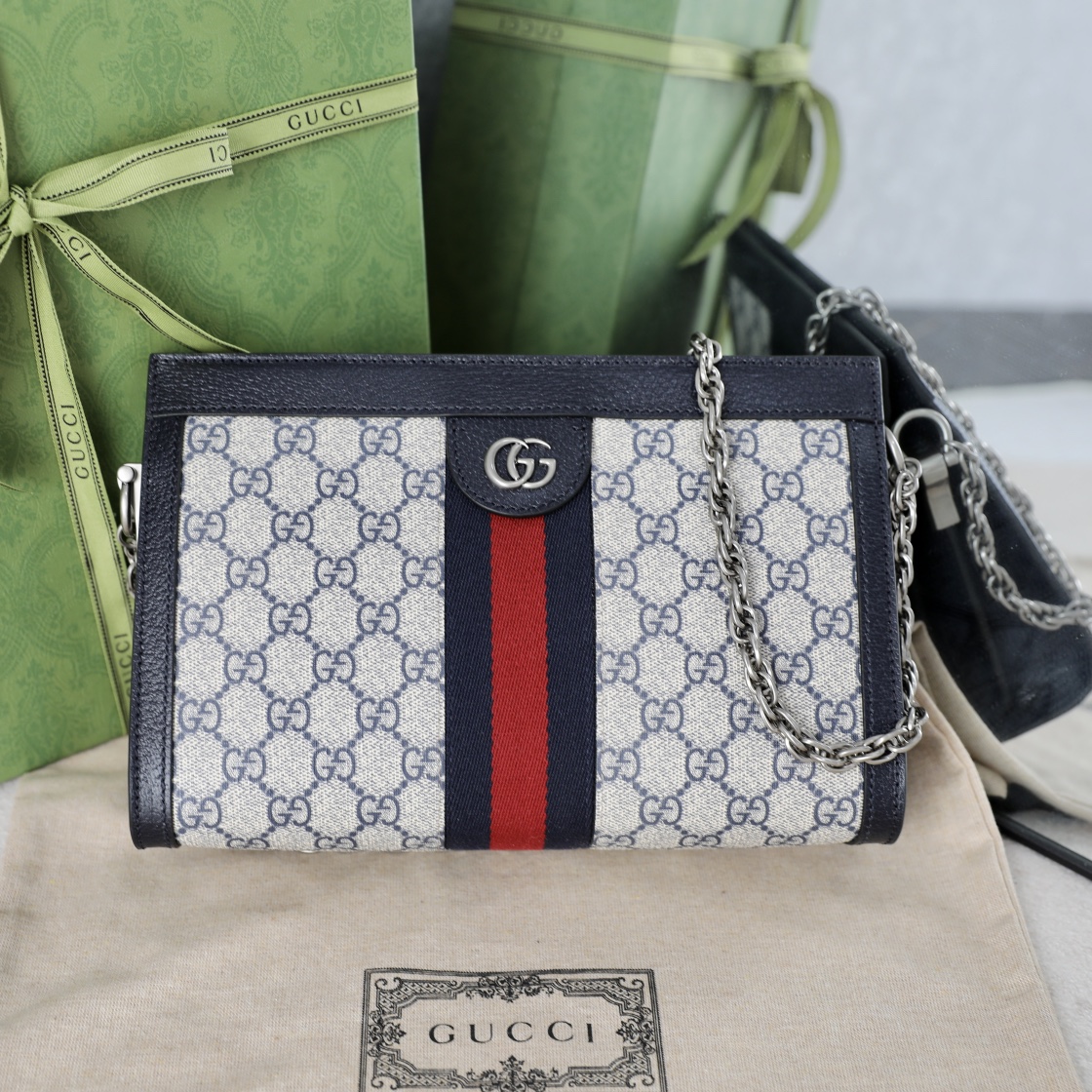 Gucci Ophidia Tassen Schoudertas Blauw Donkerblauw Groen PVC Envelop