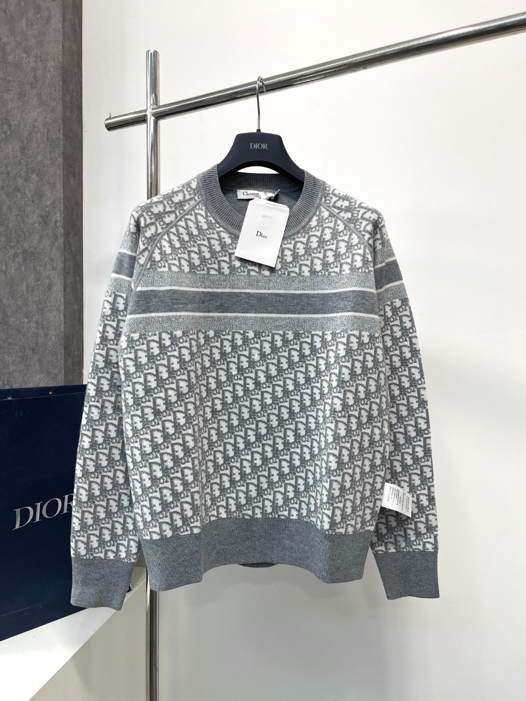 Dior Clothing Knit Sweater Sweatshirts Black Set With Diamonds Knitting Wool Fall/Winter Collection Long Sleeve