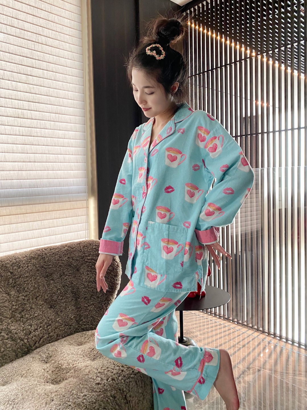 PJS磨毛纯棉家居服 呵护肌肤一整晚 轻软舒适贴心更温暖 8