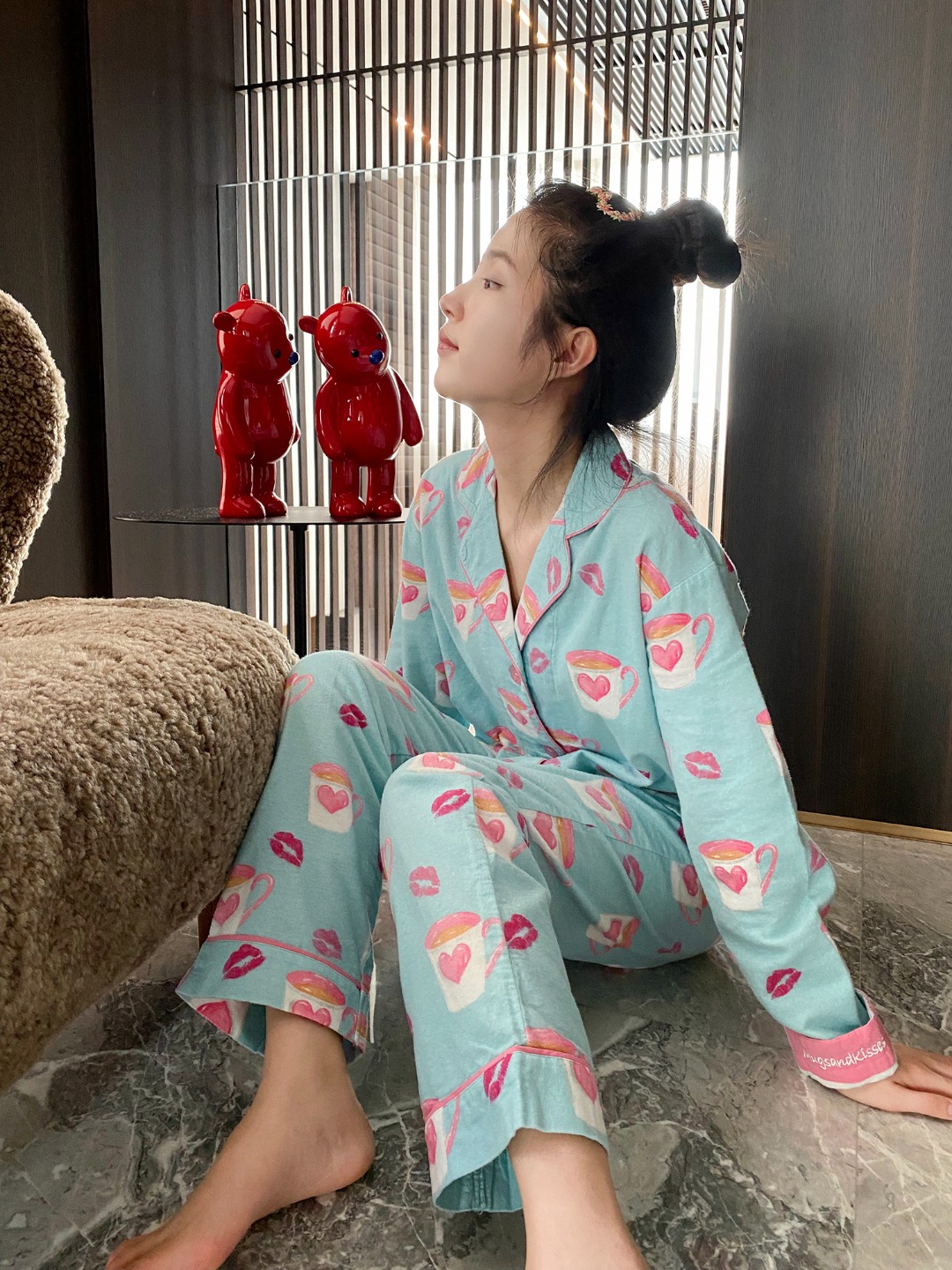 PJS磨毛纯棉家居服 呵护肌肤一整晚 轻软舒适贴心更温暖 4