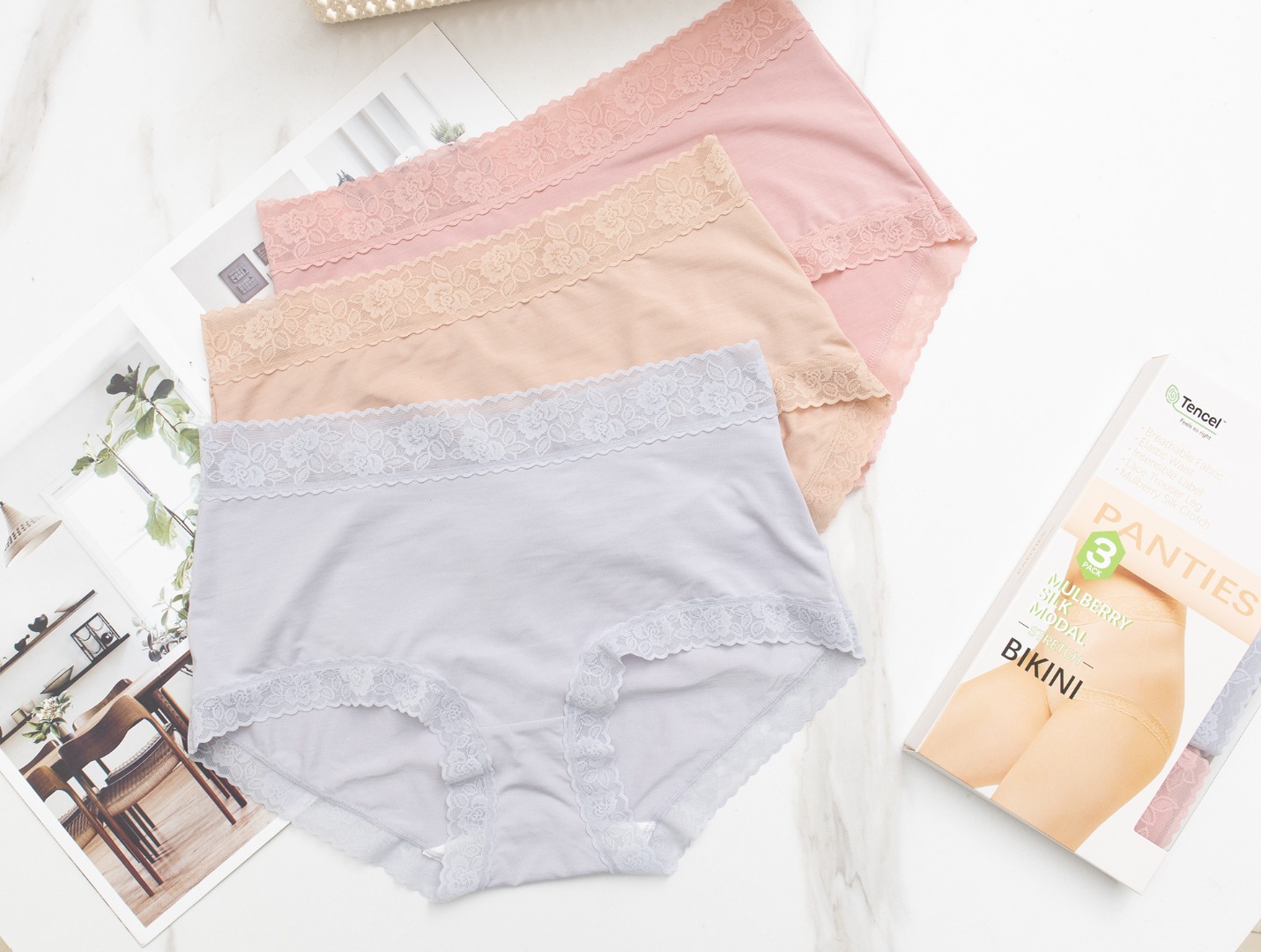 原单三条装舒雅女士内裤高密度针织桑蚕丝混纺面料仿佛每根丝线都被注满了氧气手感蓬松柔软 带来绵密的舒适感柔