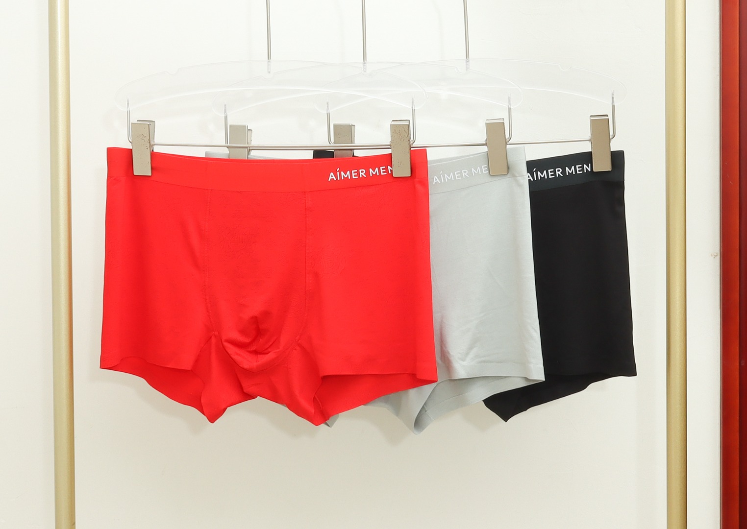 爱慕先生男士中国红系列百万爆款 内裤裤升级啦!立体版型 ，不易变形随心裁剪D舒适的莫代尔面料，有弹性