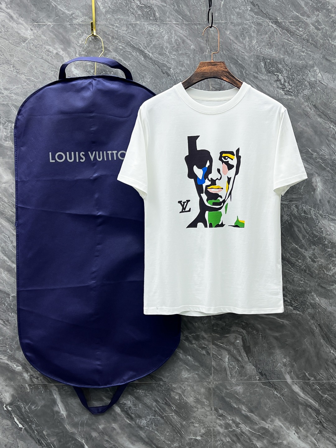 Louis Vuitton Clothing T-Shirt Black White Spring/Summer Collection Fashion Short Sleeve