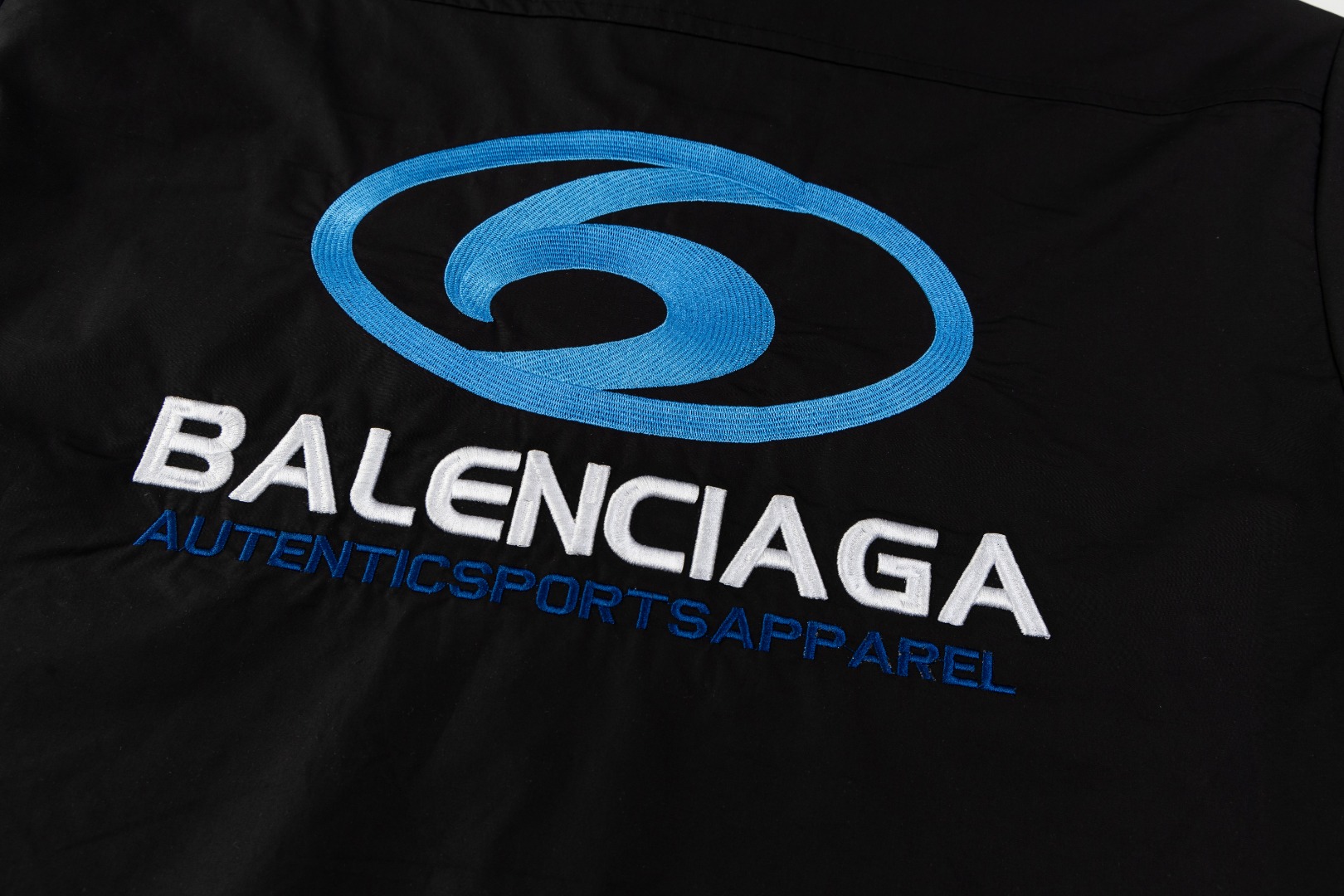 Balenciaga 24SS Embroidered Short Shirts in Black, Cotton Silk Fabric, Customized Details - 图片 6