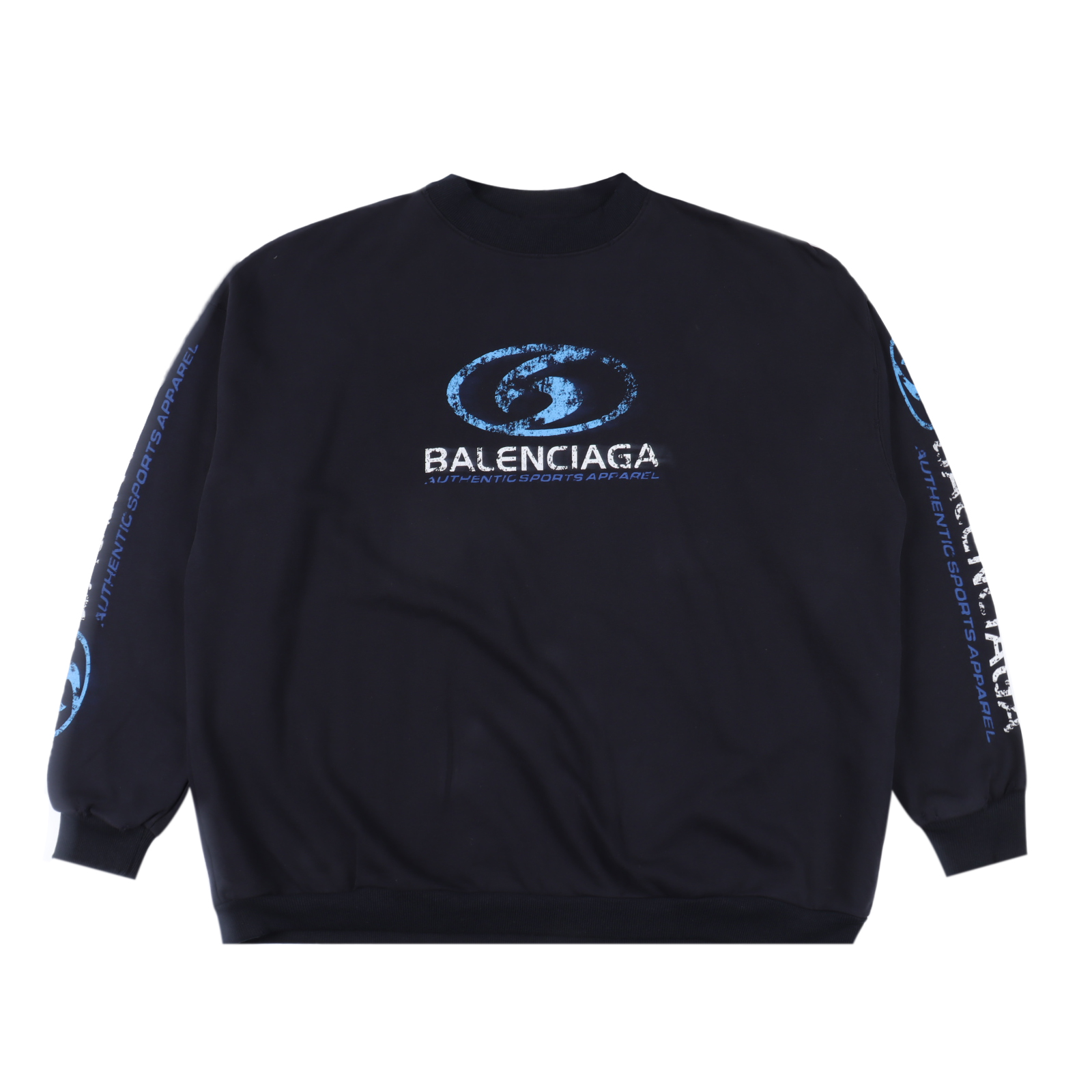 Balenciaga 巴黎世家 BLCG 24FW 破洞做旧水洗冲浪印花圆领卫衣