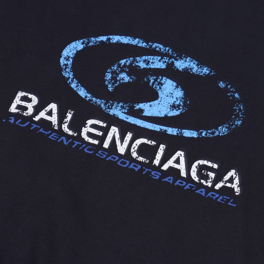 Balenciaga 巴黎世家 BLCG 24FW 破洞做旧水洗冲浪印花圆领卫衣