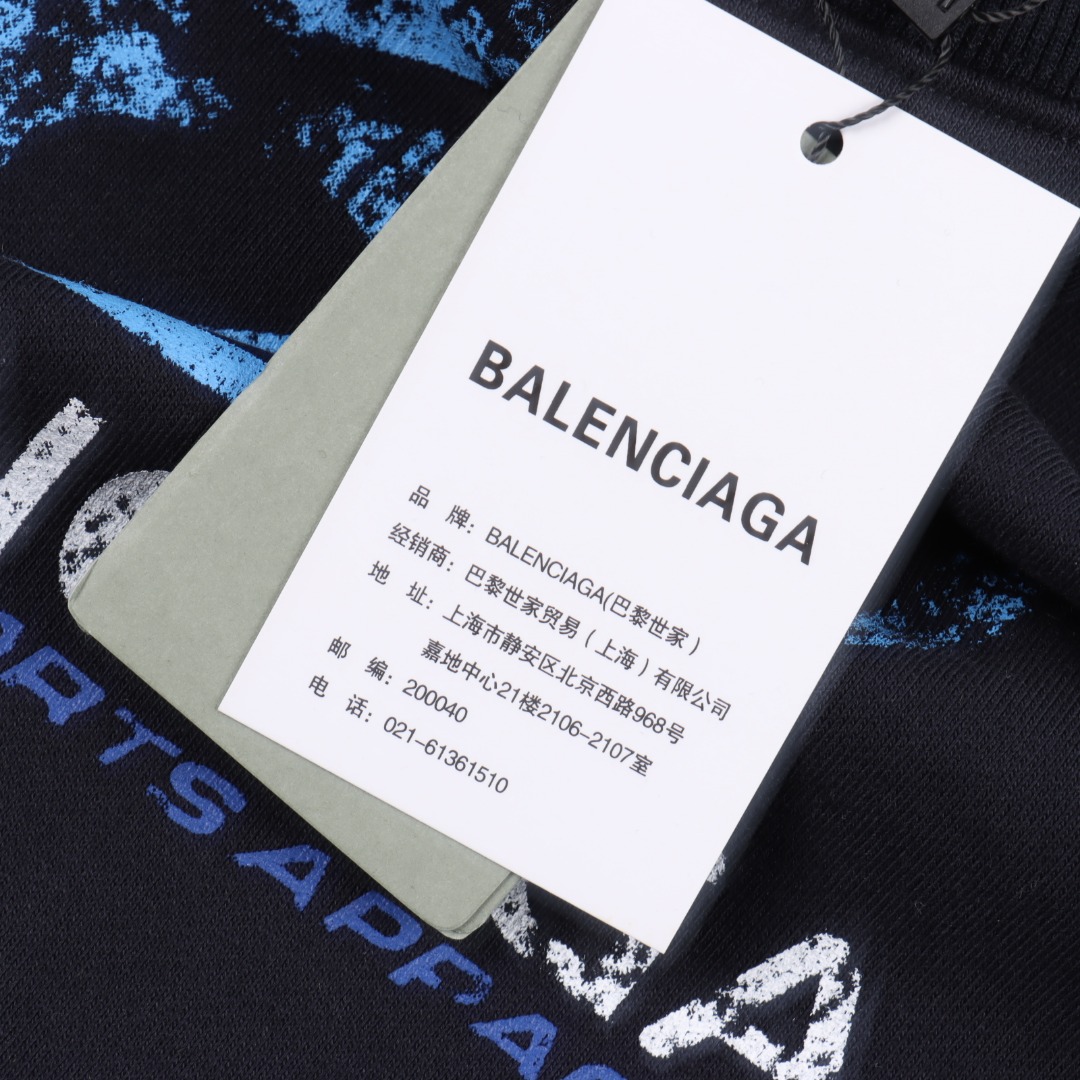 Balenciaga 巴黎世家 BLCG 24FW 破洞做旧水洗冲浪印花圆领卫衣