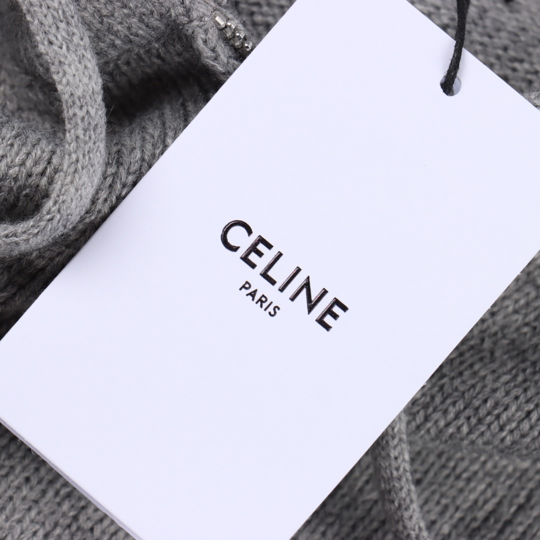 CELINE/赛琳 毛衣 拉链开衫 纽绳针织TRIOMPHE刺绣工艺