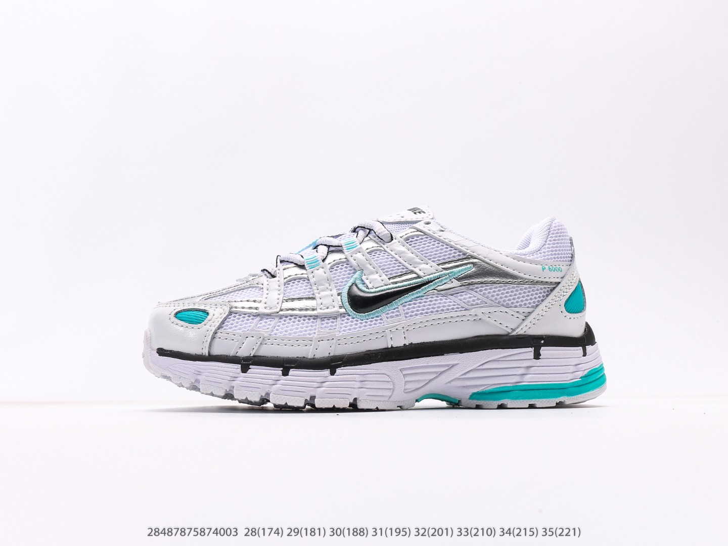 童鞋 耐克Nike P-6000Metallic Silver系列低帮复古老爹风休闲运动舒适慢跑鞋注意：图下方显示为实际脚长，单位毫米[手工测量，可能存在5毫米左右的误差] #28487875874003-选品中心