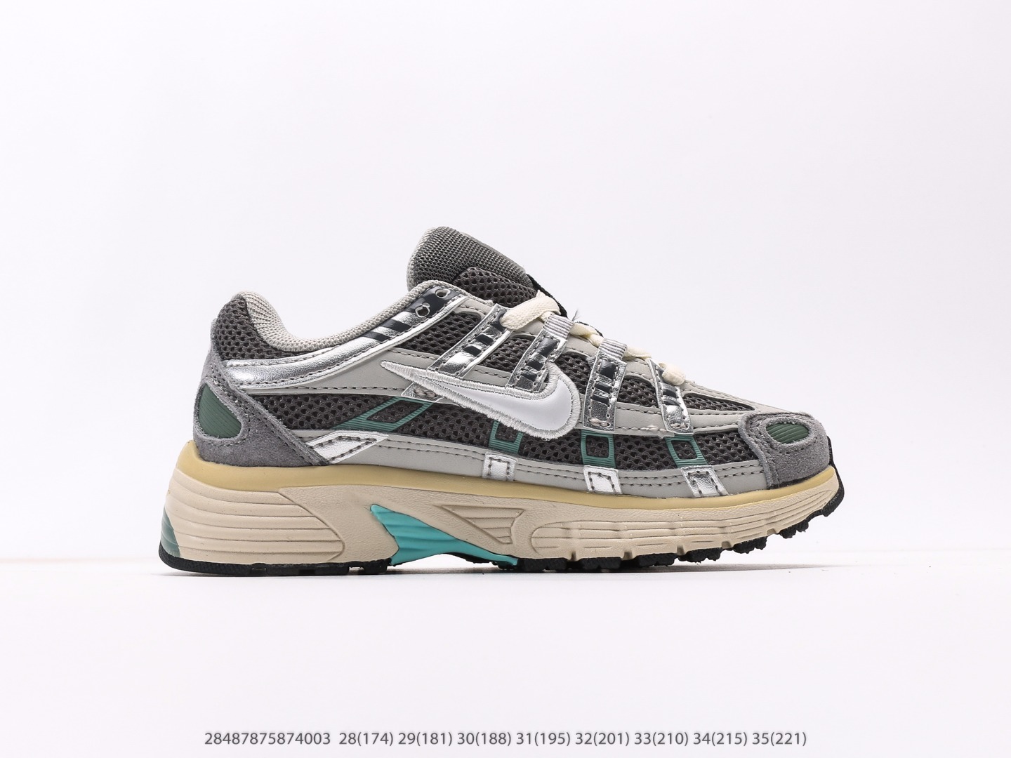 图片[2]-童鞋 耐克Nike P-6000Metallic Silver系列低帮复古老爹风休闲运动舒适慢跑鞋注意：图下方显示为实际脚长，单位毫米[手工测量，可能存在5毫米左右的误差] #28487875874003-选品中心