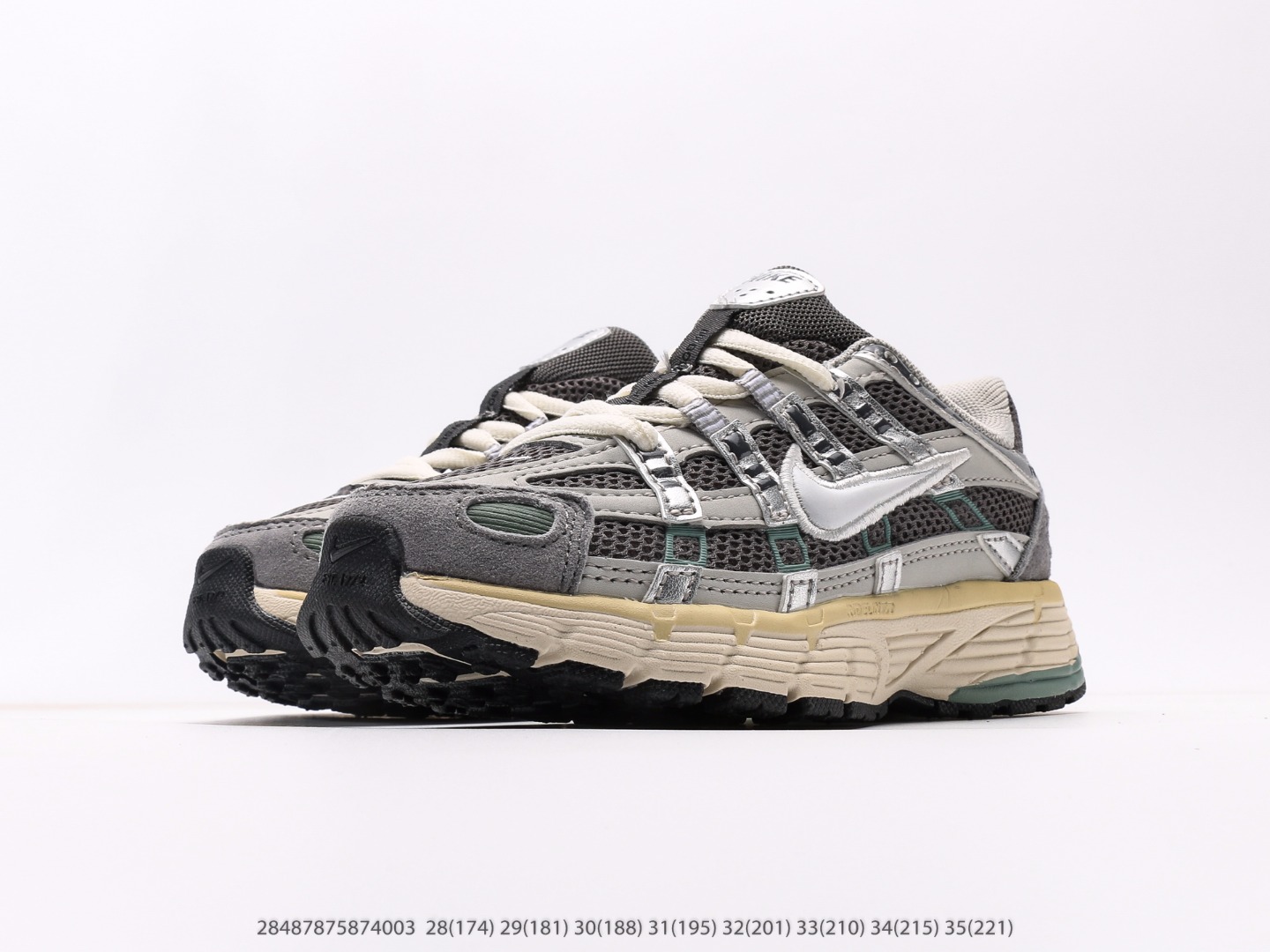 图片[5]-童鞋 耐克Nike P-6000Metallic Silver系列低帮复古老爹风休闲运动舒适慢跑鞋注意：图下方显示为实际脚长，单位毫米[手工测量，可能存在5毫米左右的误差] #28487875874003-选品中心