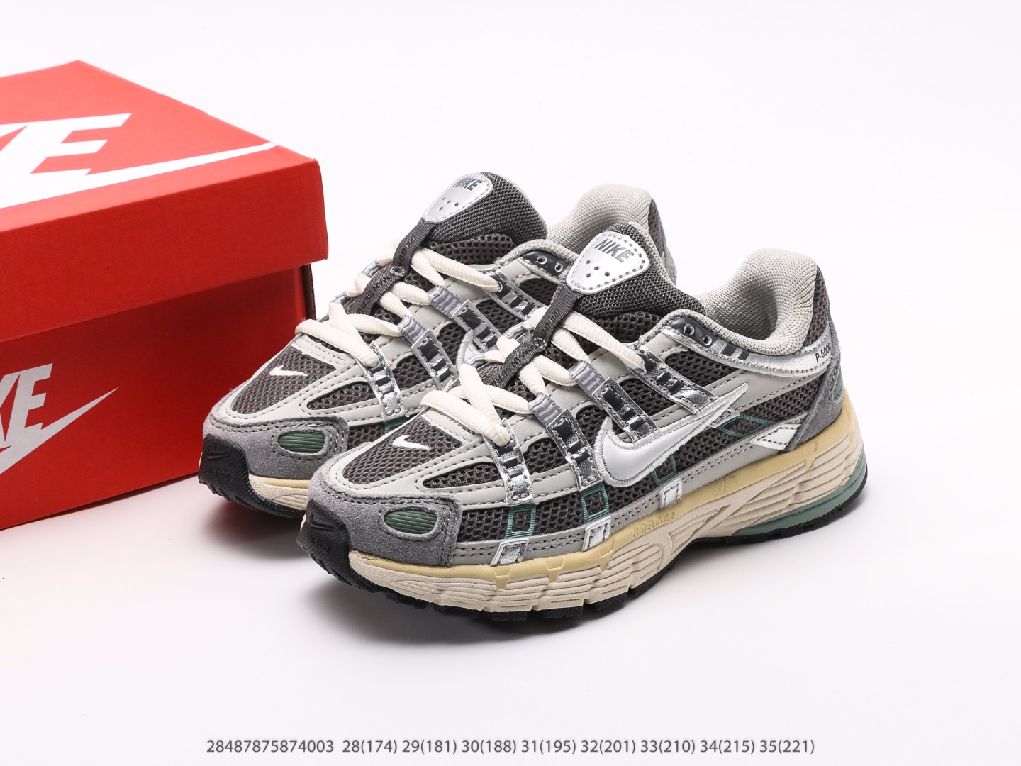 图片[9]-童鞋 耐克Nike P-6000Metallic Silver系列低帮复古老爹风休闲运动舒适慢跑鞋注意：图下方显示为实际脚长，单位毫米[手工测量，可能存在5毫米左右的误差] #28487875874003-选品中心