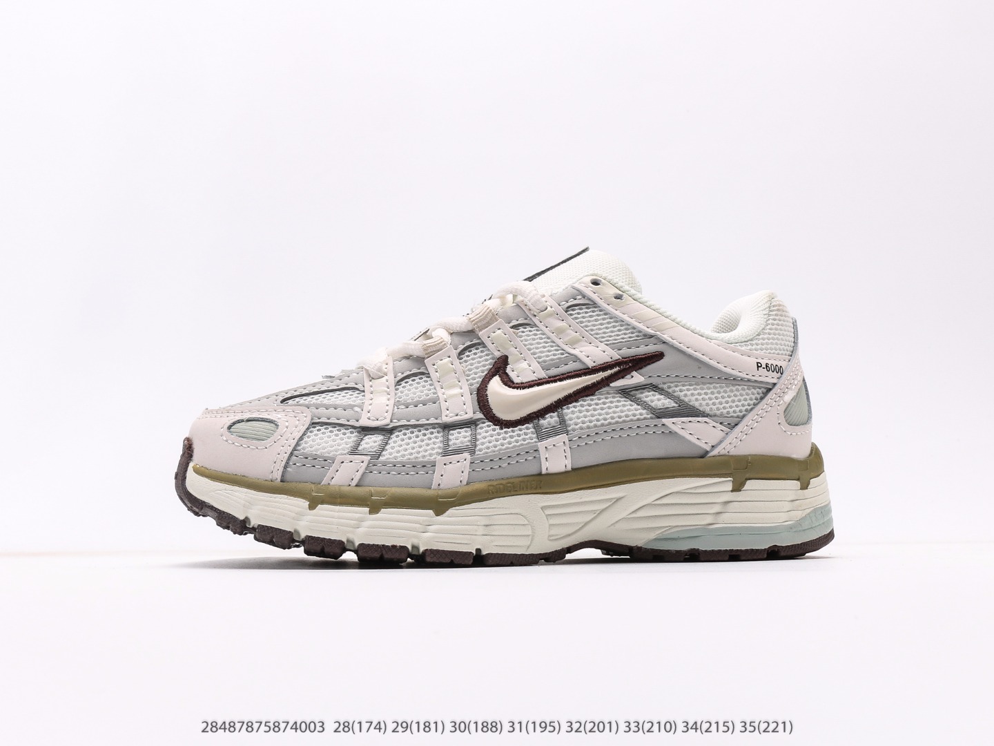 童鞋 耐克Nike P-6000Metallic Silver系列低帮复古老爹风休闲运动舒适慢跑鞋注意：图下方显示为实际脚长，单位毫米[手工测量，可能存在5毫米左右的误差] #28487875874003-选品中心
