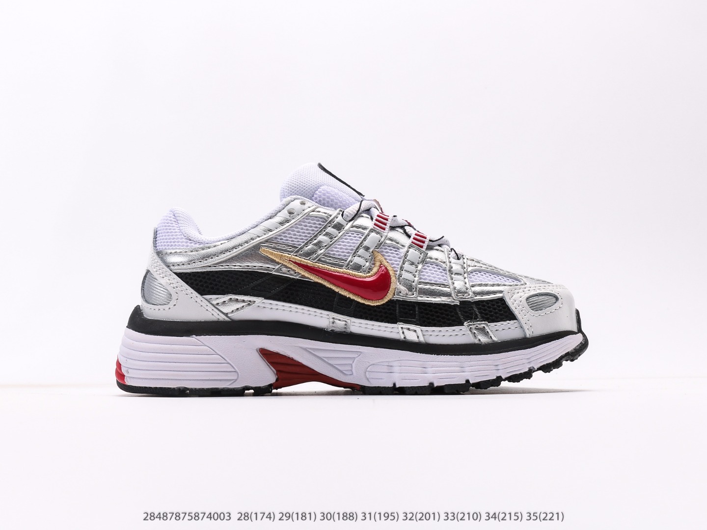 图片[2]-童鞋 耐克Nike P-6000Metallic Silver系列低帮复古老爹风休闲运动舒适慢跑鞋注意：图下方显示为实际脚长，单位毫米[手工测量，可能存在5毫米左右的误差] #28487875874003-选品中心