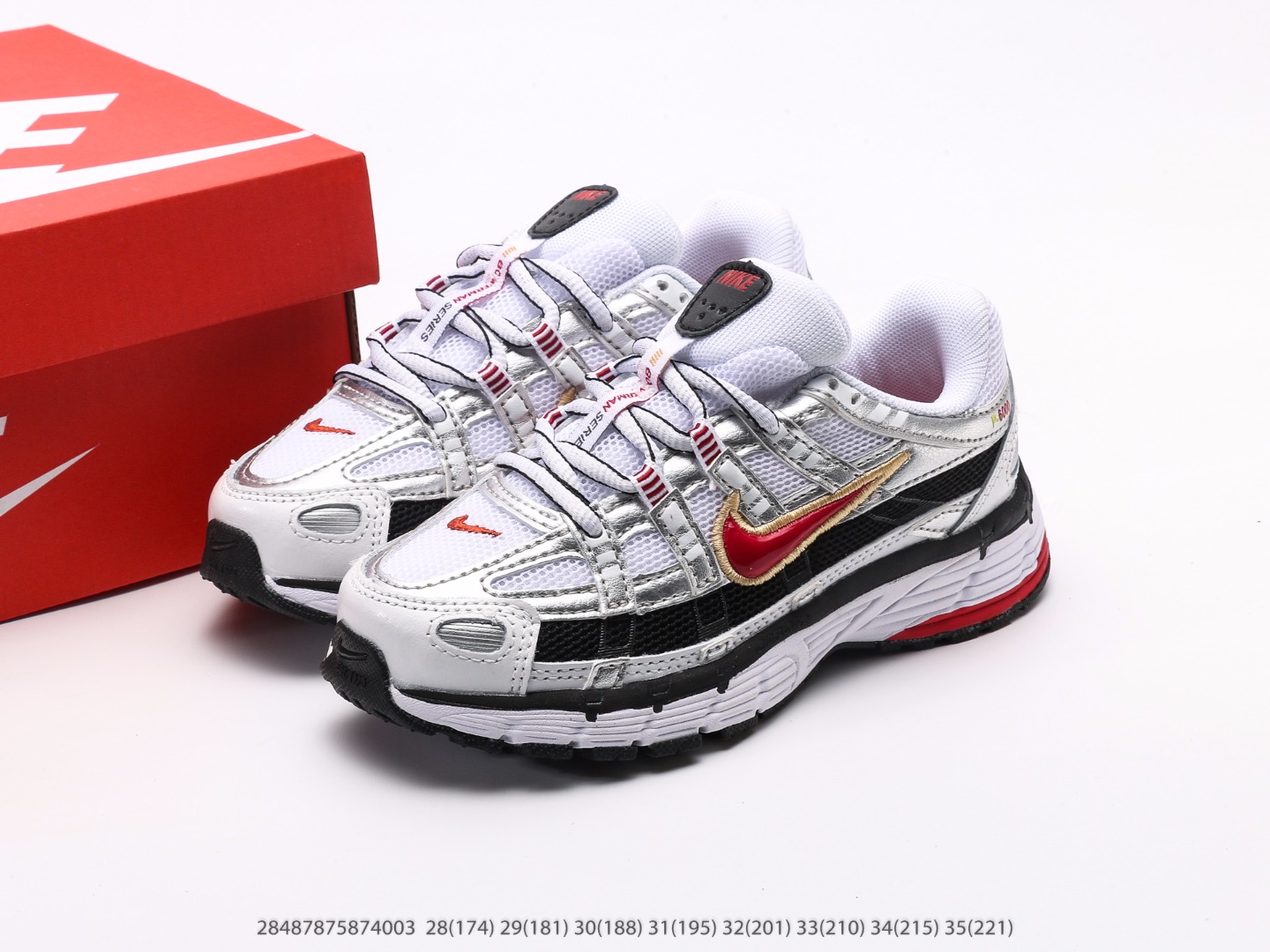 图片[9]-童鞋 耐克Nike P-6000Metallic Silver系列低帮复古老爹风休闲运动舒适慢跑鞋注意：图下方显示为实际脚长，单位毫米[手工测量，可能存在5毫米左右的误差] #28487875874003-选品中心