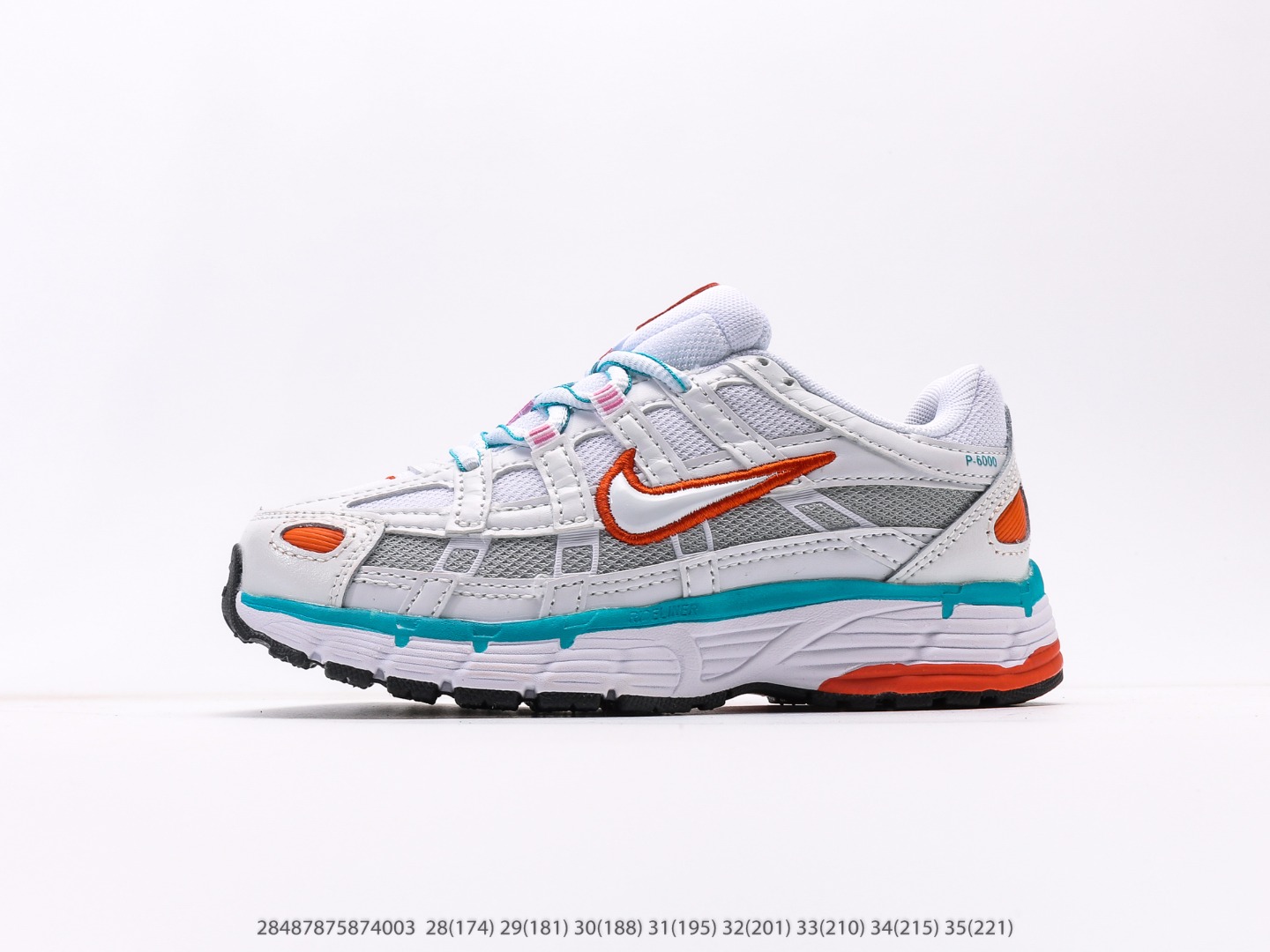 童鞋 耐克Nike P-6000Metallic Silver系列低帮复古老爹风休闲运动舒适慢跑鞋注意：图下方显示为实际脚长，单位毫米[手工测量，可能存在5毫米左右的误差] #28487875874003-选品中心